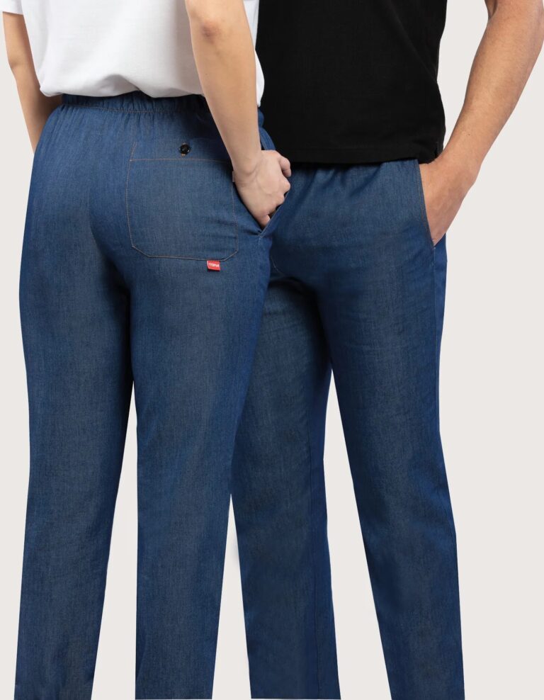 Kuharske Hlače Unisex Toma "100 Grams" - Denim (Ultralagane & Elastični Struk)