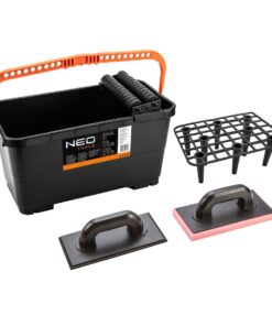 Zestaw glazurniczy: pojemnik z kratką i rolkami 24l, paca z gumą, paca z gąbką miękką