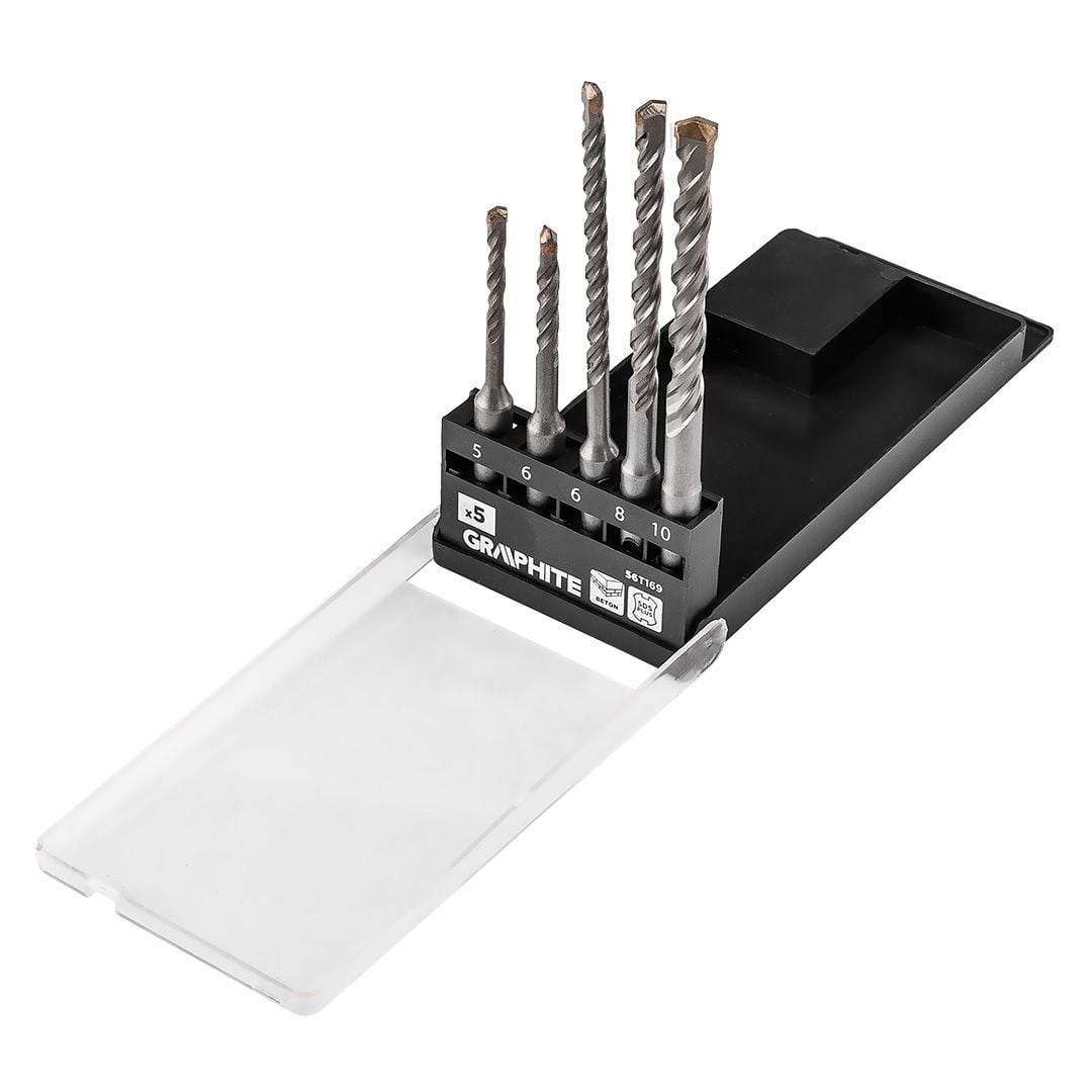 Zestaw wierteł do betonu SDS Plus z podwójną spiralą 5, 6 x 110 mm, 6, 8, 10 x 160 mm, zestaw: 5 Zestaw wierteł do betonu SDS Plus z podwójną spiralą 5, 6 x 110 mm, 6, 8, 10 x 160 mm, zestaw: 5