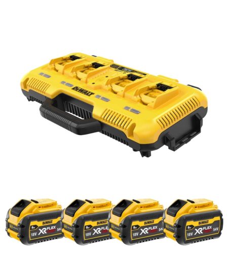 DeWalt DCB104X4-QW Vierfach-Schnellladegerät mit 4x 9Ah FLEXVOLT Akkus