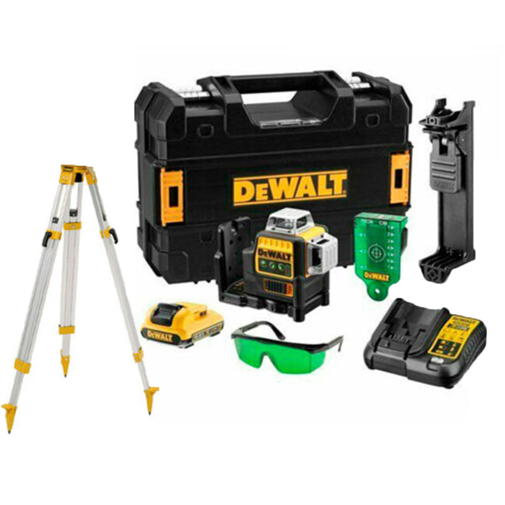 DeWalt DCE089D1G+DE0736 Akku-Multilinienlaser grün inkl. Akku 2Ah, mit Aluminium-Stativ DeWalt DCE089D1G+DE0736 Akku-Multilinienlaser grün inkl. Akku 2Ah, mit Aluminium-Stativ