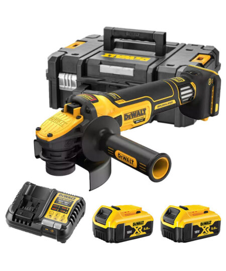 DeWalt DCG409VSP2-QW 18V WTC 125mm Akku-Winkelschleifer mit 2x 5Ah Akkus, Ladegerät und Koffer
