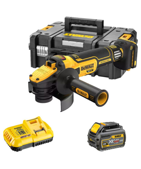 DeWalt DCG409VST1-QW 18V WTC 125mm Akku-Winkelschleifer mit 1x 6Ah Akku, Ladegerät und Koffer