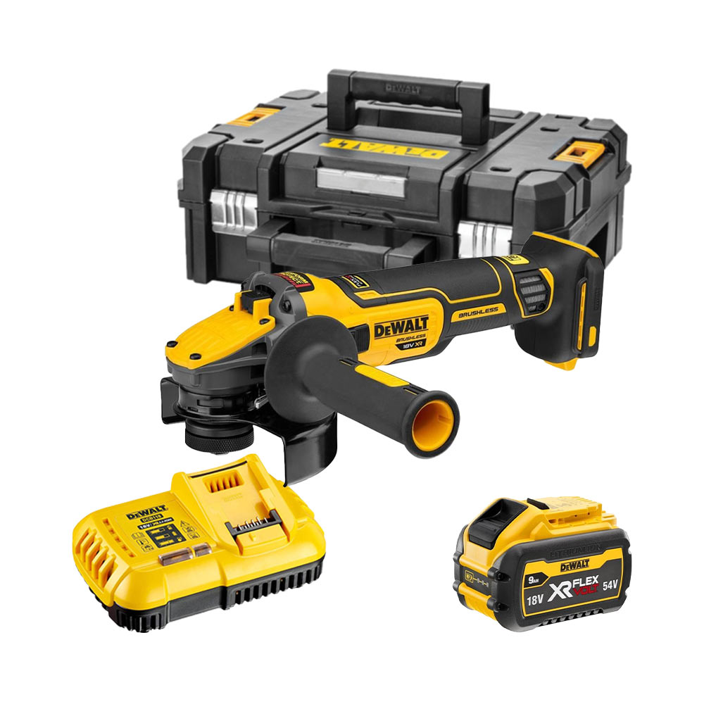 DeWalt DCG409X1-QW 18V XR FLEXVOLT Advantage Akku-Winkelschleifer 125mm (bürstenlos), mit 1x 9Ah Akku, Ladegerät und Koffer DeWalt DCG409X1-QW 18V XR FLEXVOLT Advantage Akku-Winkelschleifer 125mm (bürstenlos), mit 1x 9Ah Akku, Ladegerät und Koffer
