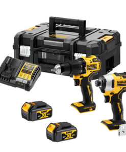 DeWalt DCK2062M2T-QW 18V XR bürstenloser Doppelpack Set, DCD709 Akku-Schlagbohrschrauber und DCF809 Akku-Schlagschrauber 2 x 4Ah Batterien, Ladegerät und Koffer