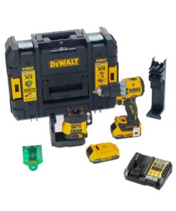 DeWalt DCK2095D2T-QW 18V Combo Kit Akku-Linienlaser + Akku-Bohrmaschine 2x 2Ah Akkus, Ladegerät und Koffer