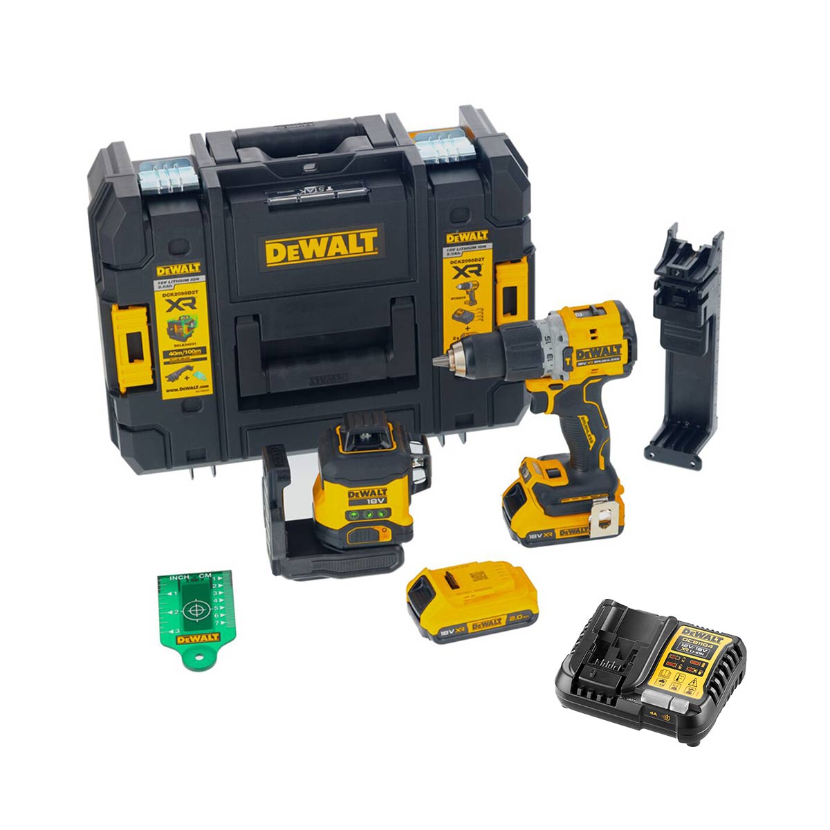 DeWalt DCK2095D2T-QW 18V Combo Kit Akku-Linienlaser + Akku-Bohrmaschine 2x 2Ah Akkus, Ladegerät und Koffer DeWalt DCK2095D2T-QW 18V Combo Kit Akku-Linienlaser + Akku-Bohrmaschine 2x 2Ah Akkus, Ladegerät und Koffer