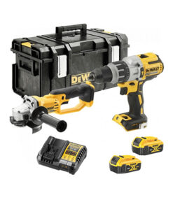 DeWalt DCK278P2-QW 18V Doppeltpackung – DCD996 Akku-Schlagbohrschrauber + DCG412 Akku-Winkelschleifer, 2x 5Ah Akkus,Ladegerät und Koffer