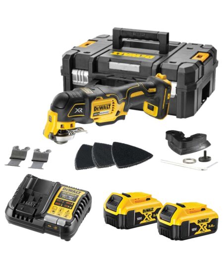 DeWalt DCS356P2-QW 18V Bürstenlosser Akku Oszillierend Multi Tool mit 2x 5Ah Akkus, Ladegerät und Koffer