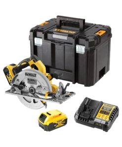 DeWalt DCS572P2-QW 18V XR 184 mm bürstenlos Kreissäge mit 2x 5Ah Akkus, Ladegerät und Koffer