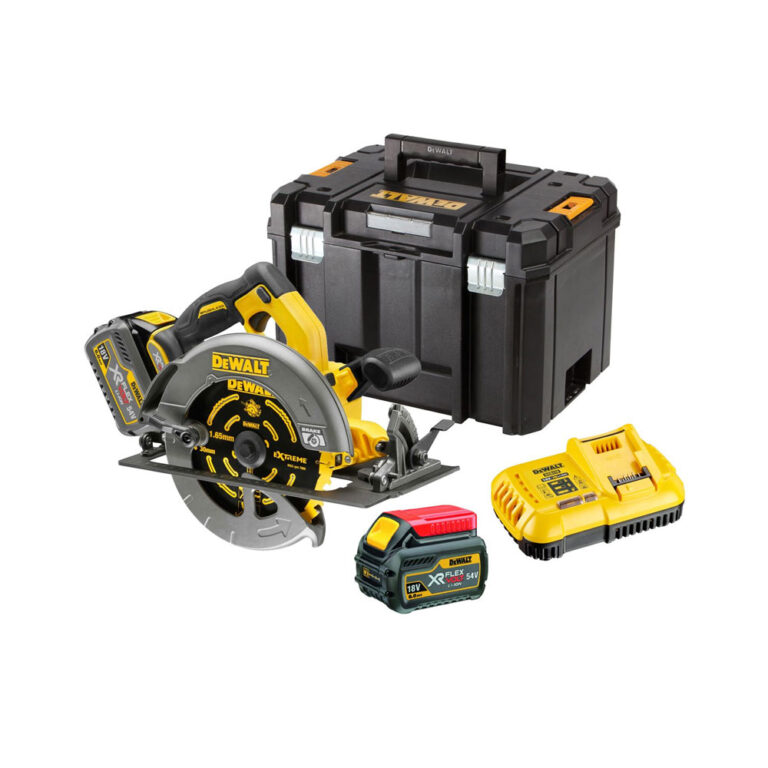 DeWalt DCS575T2-QW 190 mm 54V Li-ion XR FLEXVOLT Bürstenloser Akku-Kreissäge mit 2x 6 Ah Akkus, Ladegerát und Koffer