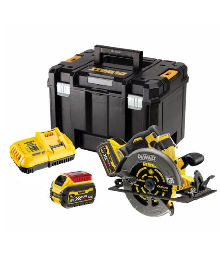 DeWalt DCS578T2-QW 54V XR FLEXVOLT Akku-Handkreissäge (190 mm / bürstenlos) mit 2x 6Ah Akkus, Ladegerät und Koffer