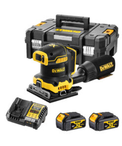 DeWalt DCW200M2-QW 18V Akku-Vibrationsschleifer mit 2x 4Ah Akkus, Ladegerät und TSTAK II Koffer