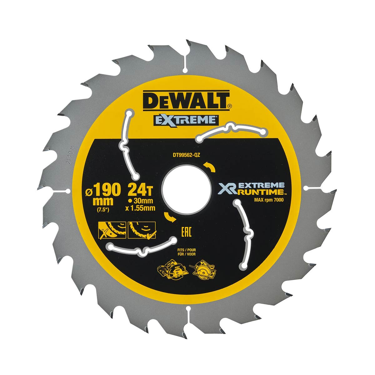DeWalt DT99562-QZ XR Extreme Runtime Kreissaegeblatt Handkr. 190/30mm 24WZ/FZ DeWalt DT99562-QZ XR Extreme Runtime Kreissaegeblatt Handkr. 190/30mm 24WZ/FZ