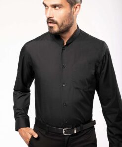 Kariban férfi hosszú ujjú mandarin galléros ing