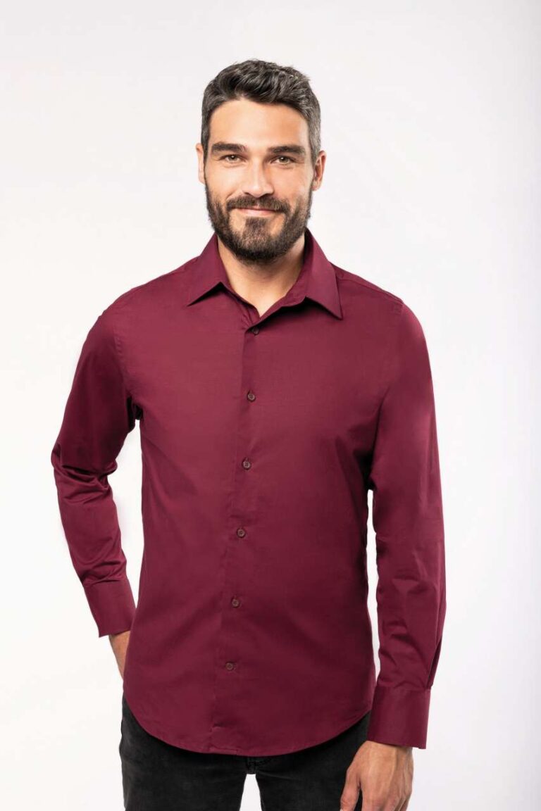LONG-SLEEVED COTTON/ELASTANE SHIRT