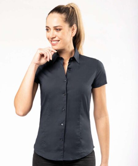 LADIES SHORT-SLEEVED COTTON/ELASTANE SHIRT
