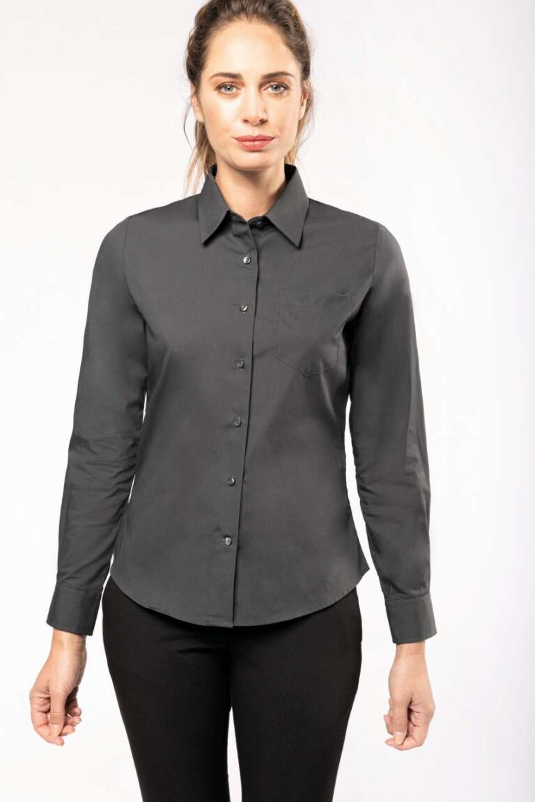 LADIES LONG-SLEEVED COTTON POPLIN SHIRT