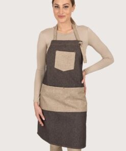 Ugostiteljska Pregača Toma KELOR - Smeđi Denim s Lanenim Džepovima