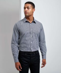 Premier férfi hosszú ujjú kockás pamut ing