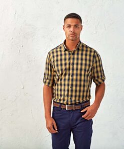 Premier Mulligan Check férfi hosszú ujjú pamut ing