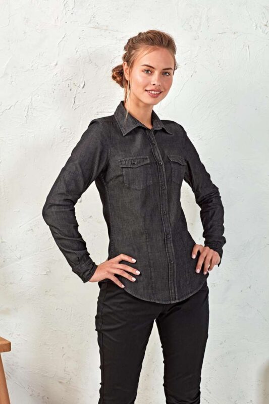 Premier Női Farmer Ing - Fekete/Indigó