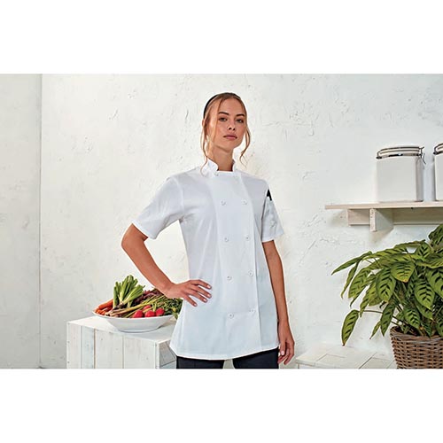 Premier női szakácsblúz rövid ujjú, fehér