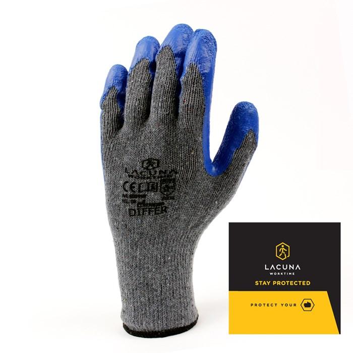 DIFFER Latex bevonatú kesztyűk kék 10-es méretben