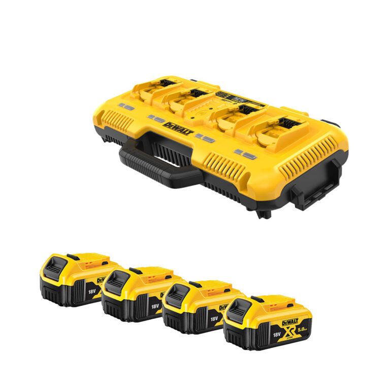 DeWalt DCB104P4-QW Vierfach-Schnellladegerät mit 4x 5Ah XR Akkus