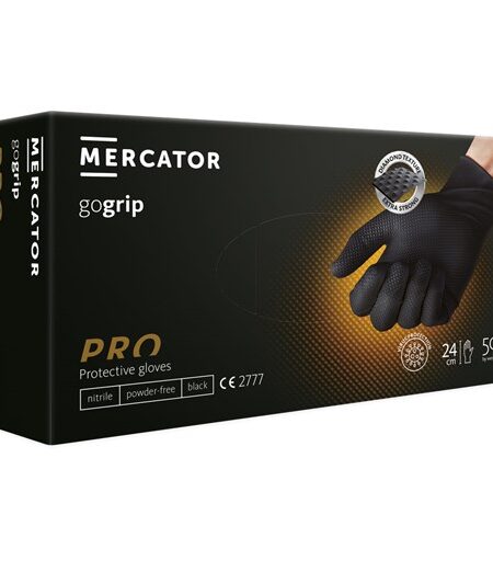 Eldobható kesztyű MERCATOR GOGRIP PRO púdermentes fekete