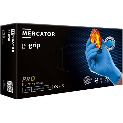 MERCATOR GOGRIP PRO púdermentes eldobható kék kesztyű
