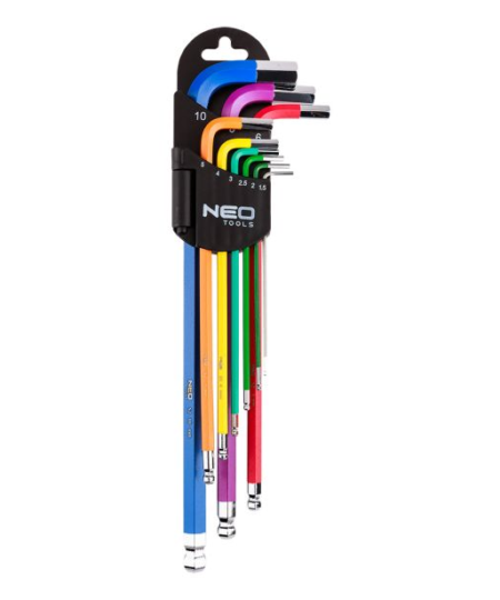 NEO TOOLS Imbuszkulcs Készlet, Gömbfejű, 1.5-10 mm, 9 részes