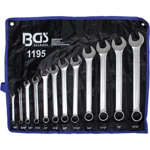 BGS WHITWORTH Kombinált Villáskulcs Készlet, 1/4" - 15/16", 12 részes