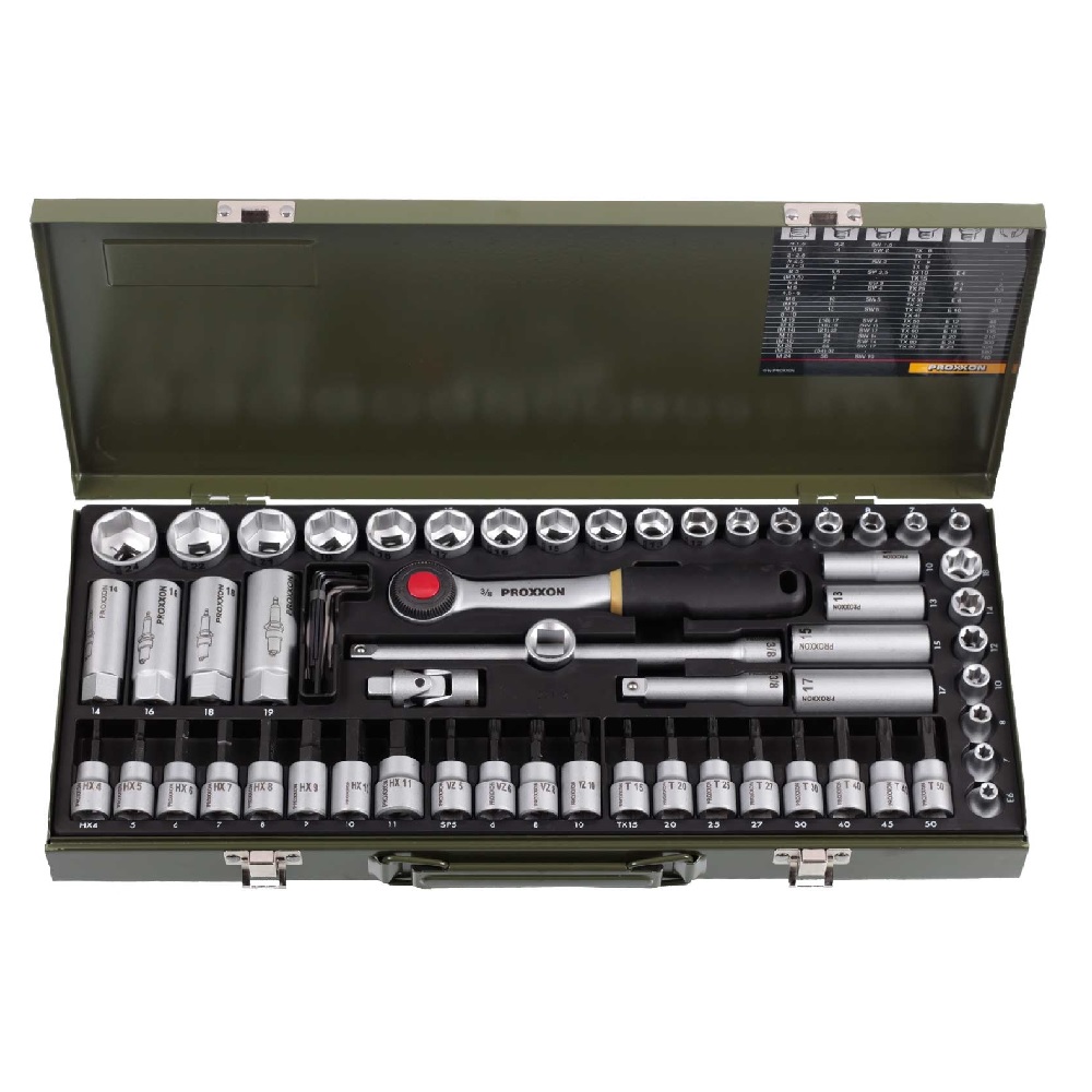 Proxxon PX23112 3/8″ 65 részes dugókulcs készlet 6-24 mm Proxxon PX23112 3/8″ 65 részes dugókulcs készlet 6-24 mm