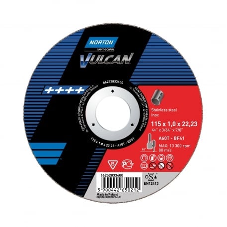 Norton VULCAN Vágótárcsa 115x1.6x22.23 mm Fémhez és Inoxhoz