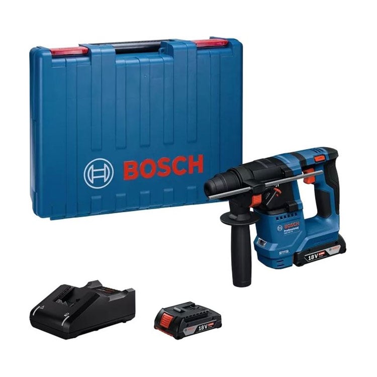 BOSCH GBH 18V-18 Akkus Fúrókalapács, SDS-plus, 2x 2,0 Ah Akkuval, Kofferben