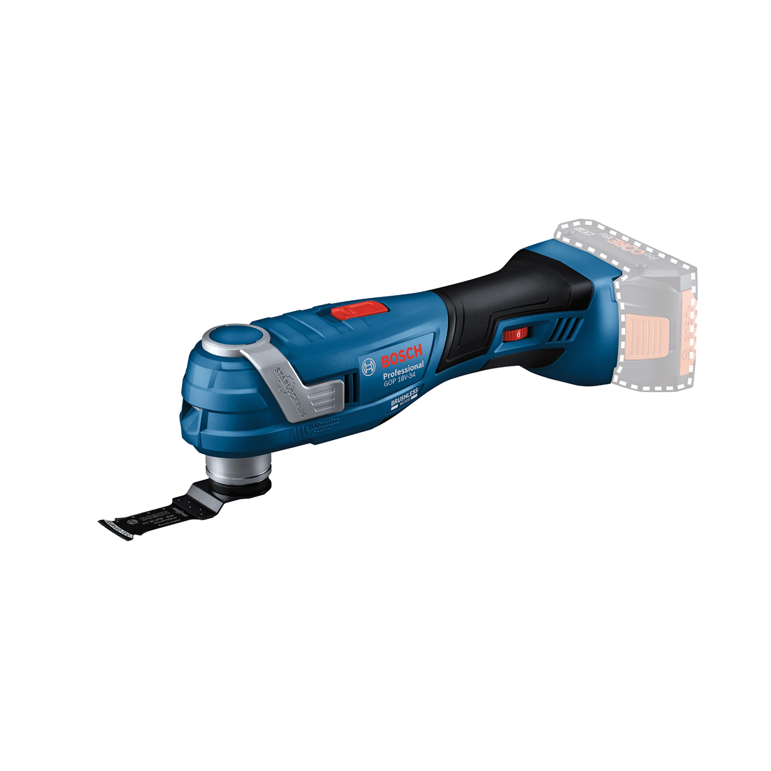 Bosch GOP 18V-34 Akkus Multifunkciós Szerszám SOLO + 7 részes tartozékkészlet Bosch GOP 18V-34 Akkus Multifunkciós Szerszám SOLO + 7 részes tartozékkészlet