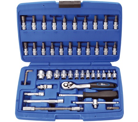 BGS Dugókulcs és Bit Készlet, 1/4", 4-14 mm, 46 részes