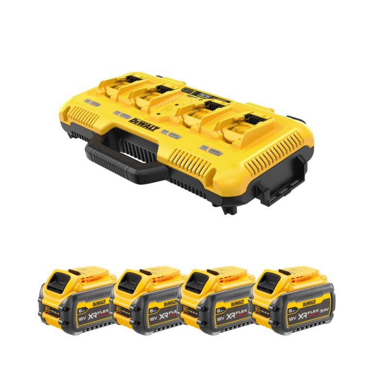 DeWalt DCB104T4-QW négyszeres gyorstöltő 4 db 54V 6.0 Ah FLEXVOLT akkumulátorral