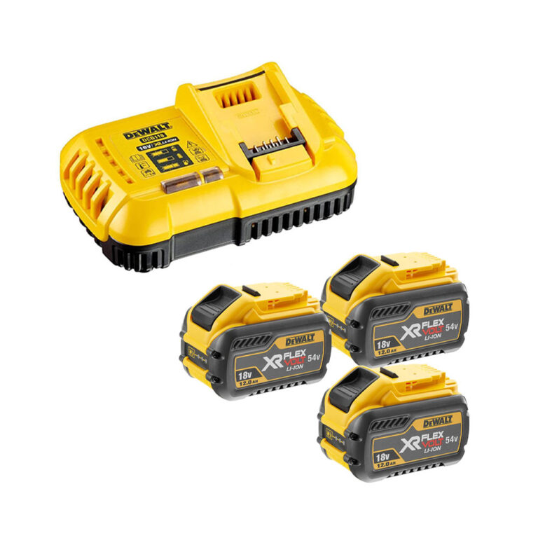 DeWalt DCB118Y3-QW 18V/54V FLEXVOLT Akkumulátor és Gyors Töltő Szett (3x 12Ah Akku)
