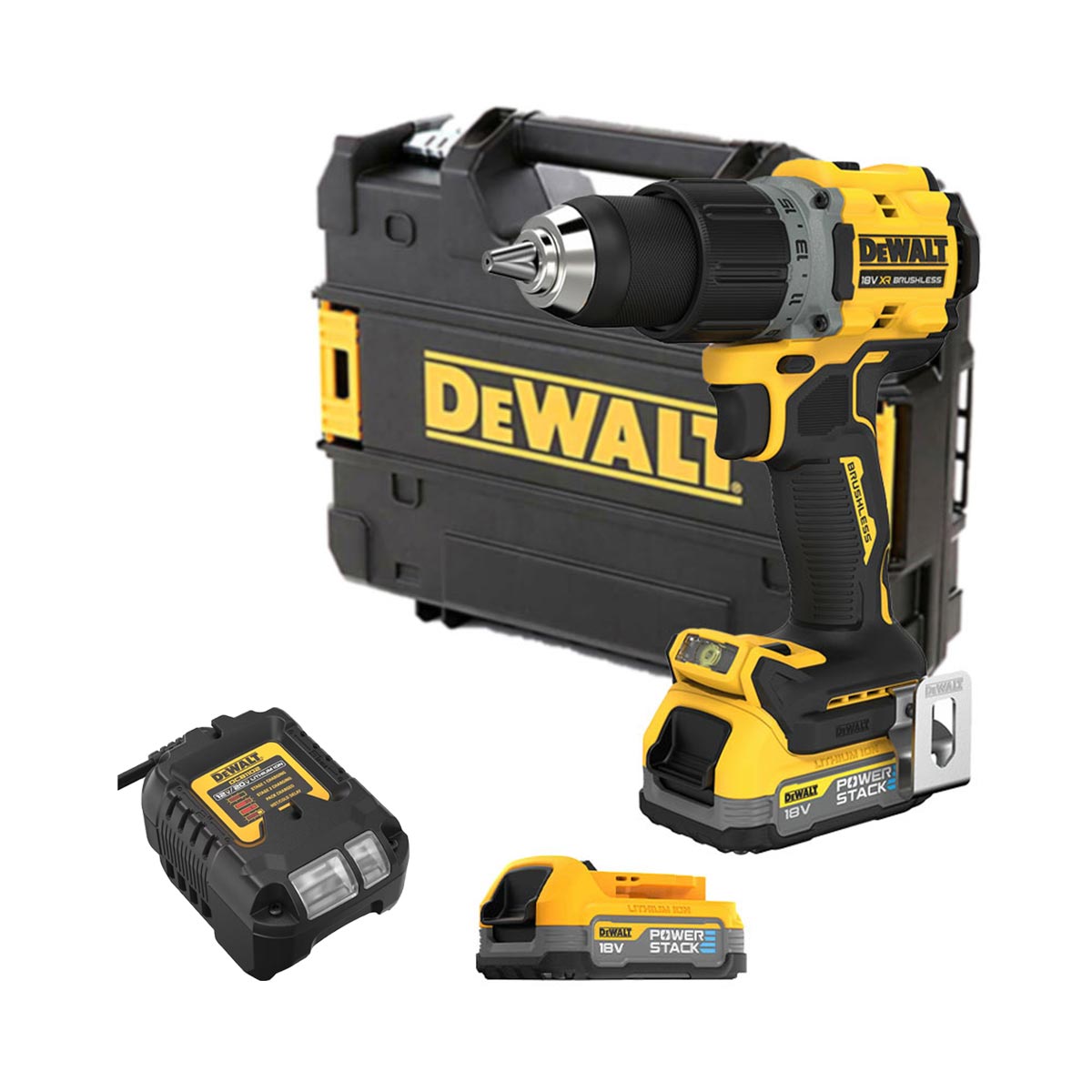 DeWalt DCD800E2T 18V Akkus Ütvefúró-csavarozó 2x 1.7 Ah Powerstack Akkuval, Töltővel és TSTAK Kofferrel DeWalt DCD800E2T 18V Akkus Ütvefúró-csavarozó 2x 1.7 Ah Powerstack Akkuval, Töltővel és TSTAK Kofferrel