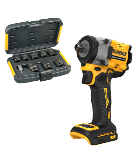DeWalt DCF922N-XJ 18V Akkus Ütvecsavarozó 1/2" + 9 részes Ütésálló Dugókulcs Készlet