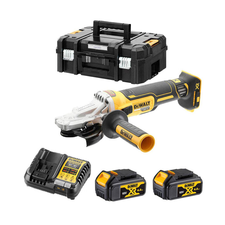 DeWalt DCG405FM2 18V XR Akkus Kefe Nélküli Sarokcsiszoló 125 mm, 2x 4Ah Akkuval és Kofferrel