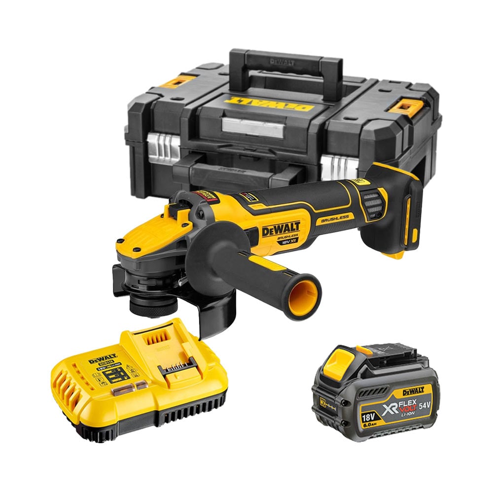 DeWalt DCG409T1-QW 18V XR FLEXVOLT Advantage Akkus Sarokcsiszoló 125mm, 1x 6Ah Akkuval és Kofferrel DeWalt DCG409T1-QW 18V XR FLEXVOLT Advantage Akkus Sarokcsiszoló 125mm, 1x 6Ah Akkuval és Kofferrel