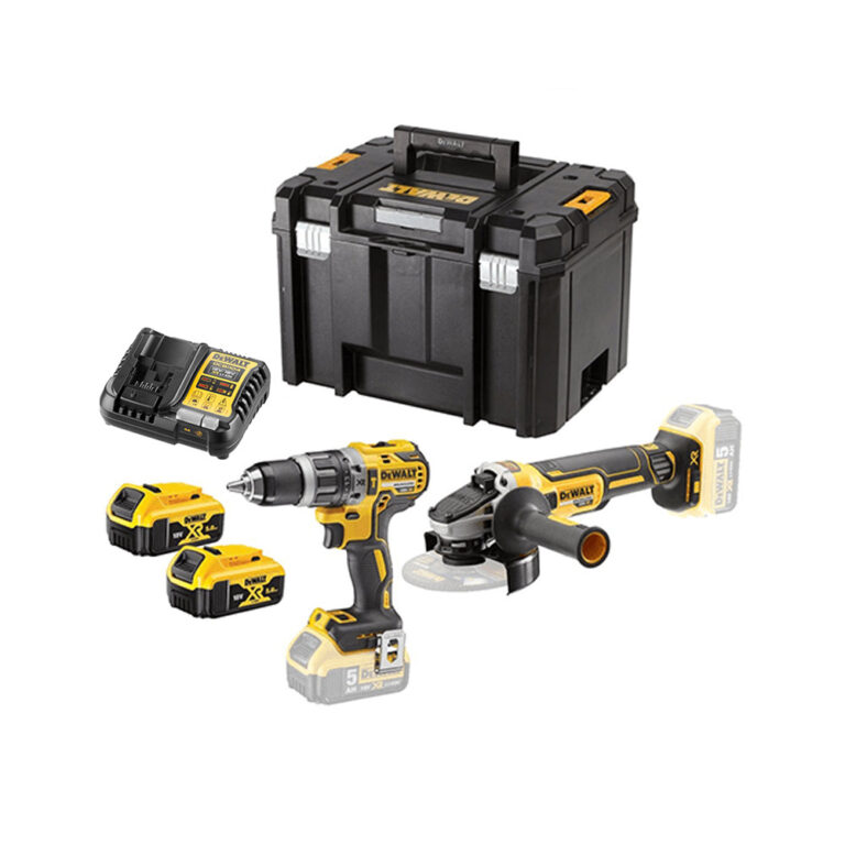 DeWalt DCK2080P2T 18V XR Akkus Fúró-csavarozó és Sarokcsiszoló Készlet, 2x 5Ah Akkuval