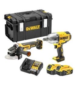 DeWalt DCK2691P2 18V Szénkefe Nélküli Akkus Ütvecsavarozó és Sarokcsiszoló Szett 2x 5Ah Akkuval