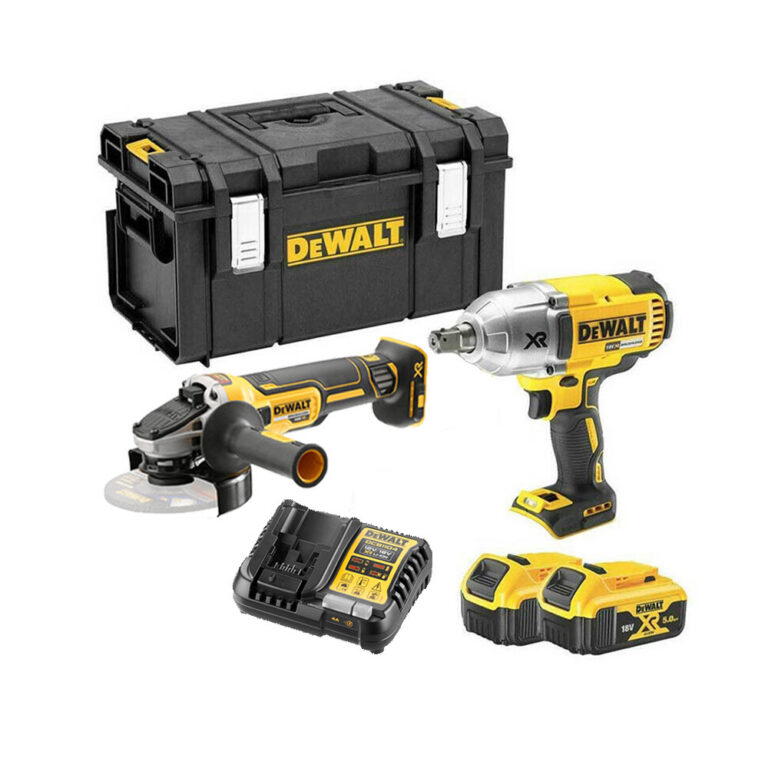 DeWalt DCK2691P2 18V Szénkefe Nélküli Akkus Ütvecsavarozó és Sarokcsiszoló Szett 2x 5Ah Akkuval