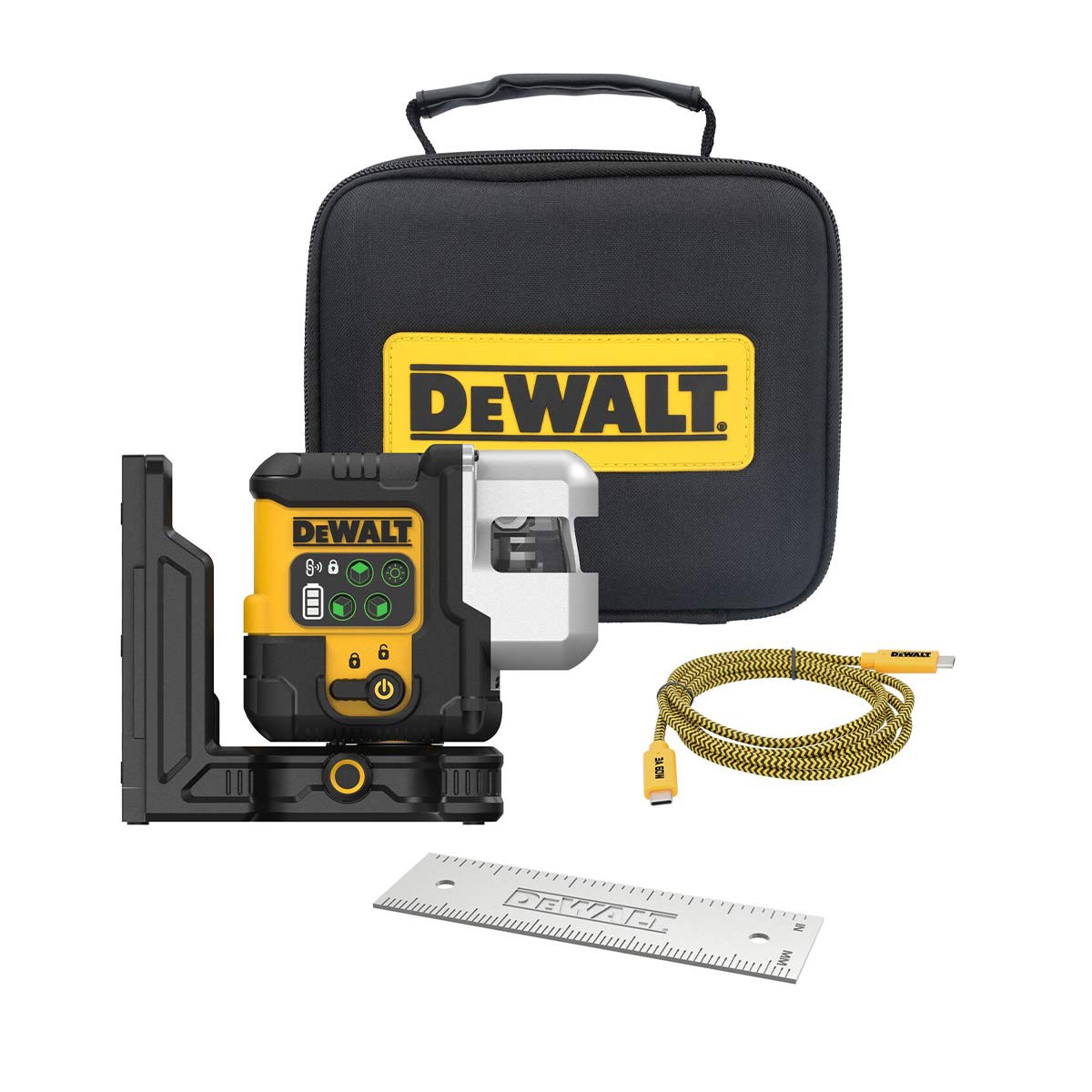 DeWalt DCLE14301GB Kompakt Többvonalas Lézer 3x180°, Zöld Lézer, Beépített Li-ion Akku, USB-C DeWalt DCLE14301GB Kompakt Többvonalas Lézer 3x180°, Zöld Lézer, Beépített Li-ion Akku, USB-C