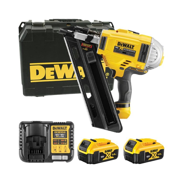 DeWalt DCN695P2 18V Kétfokozatú Akkus Szögbelövő 90mm (2x 5Ah Akkuval, Töltővel és Kofferrel)
