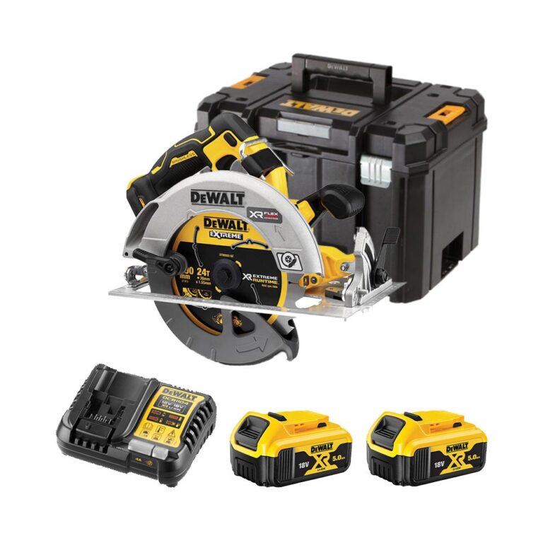 DeWalt DCS573P2-QW 18V Akkus Kézi Körfűrész 2x 5,0 Ah Akkumulátorral, Töltővel és Kofferrel